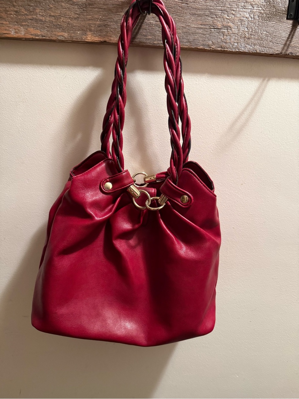 Relic Red Braided-Handle Shoulder Bag with Gold Hardware - Picture 1 of 1